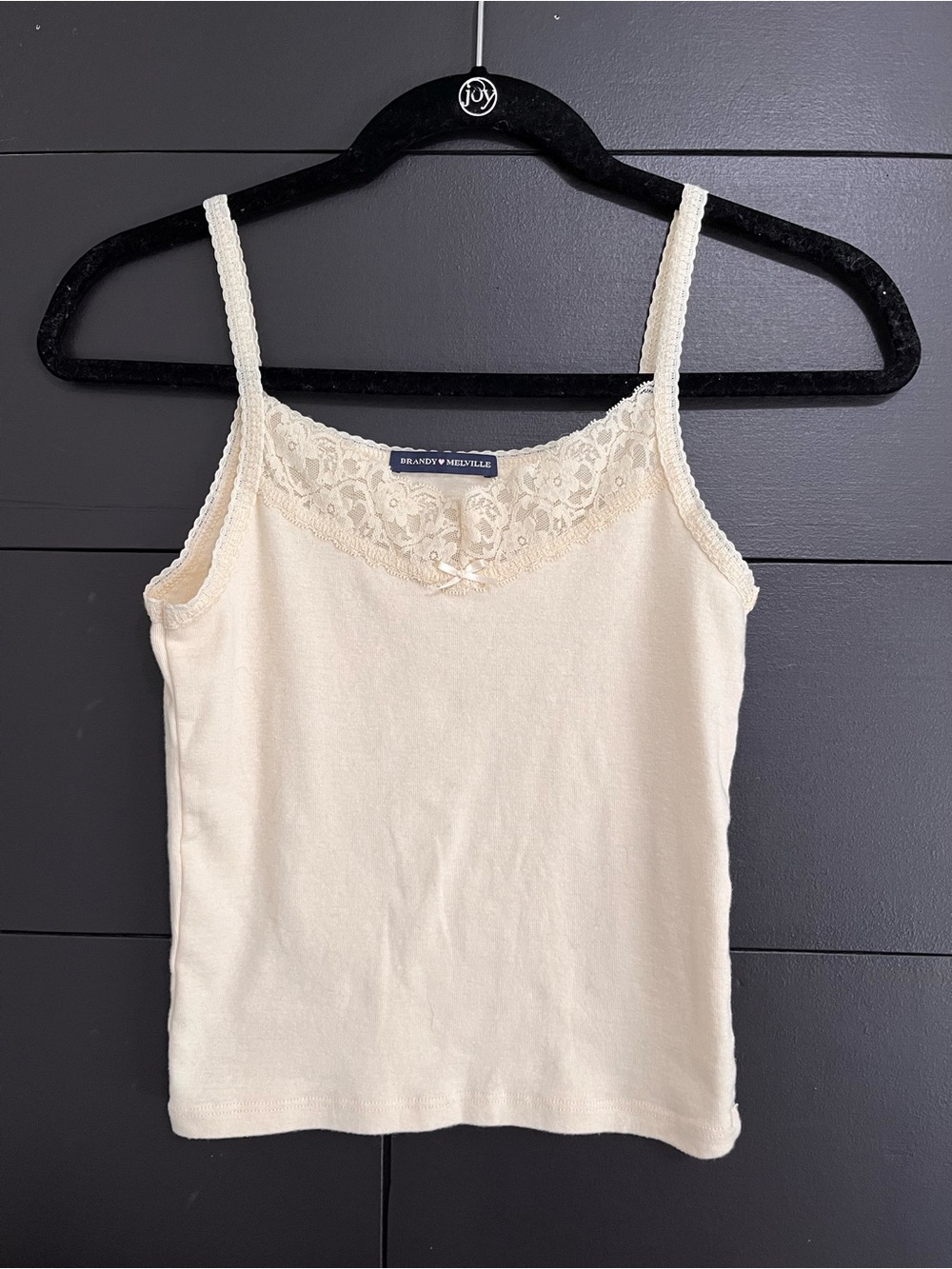 BRANDY MELVILLE Pale Yellow Cotton Lace Trim Cami Tank Top Women’s One Size EUC